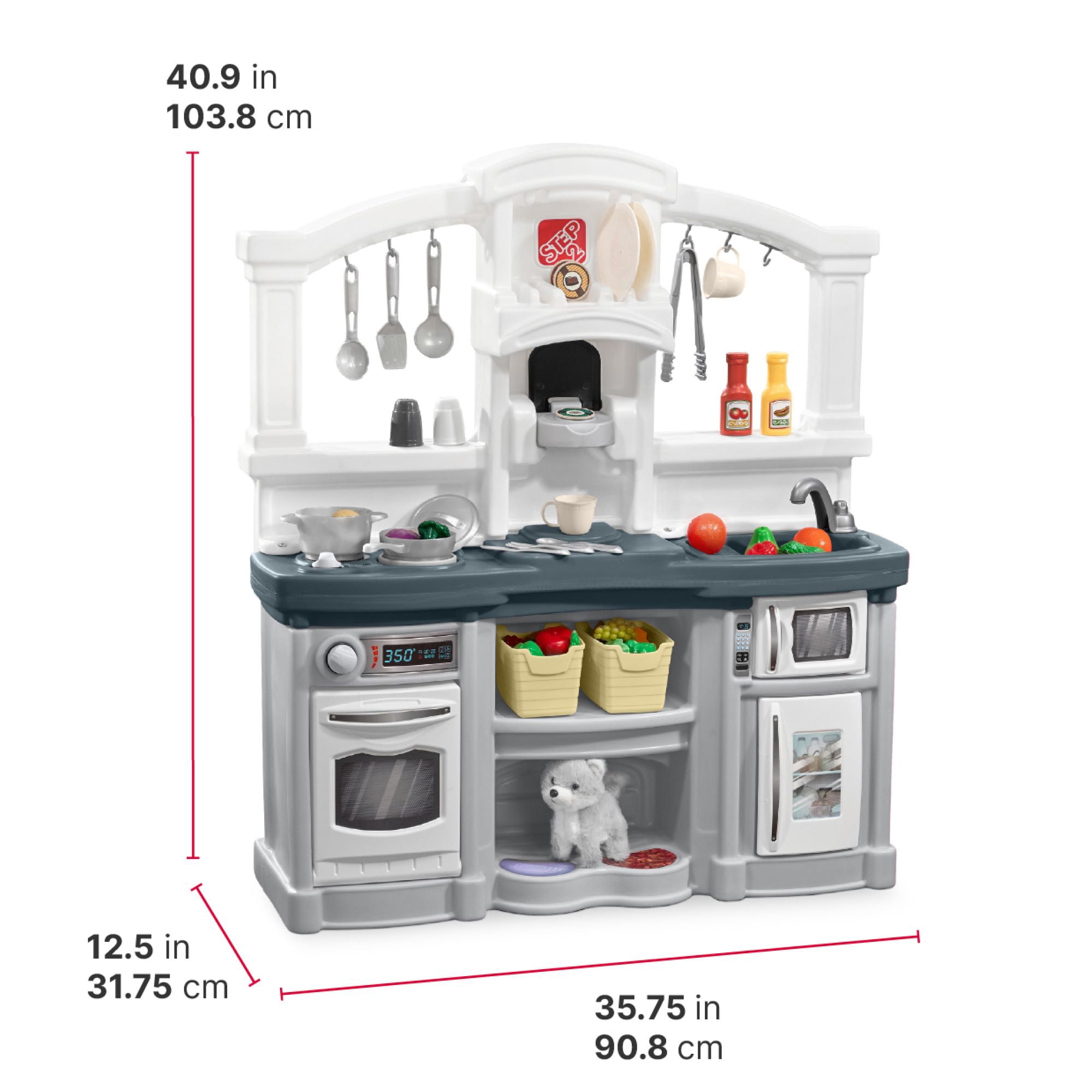Step2 Fun with Friends – Cuisine pour tout-petits (Gris) – Inclut des accessoires – Pour les enfants de 2 ans et plus