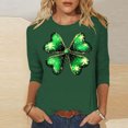 thumbnail image 1 of Elvqul T-Shirts pour Femmes de la Saint-Patrick à Col Rond, T-Shirts Mode, Manches 3/4, Imprimé, Grande Taille, Chandails à Enfiler pour Femmes, Fête, 1 of 5
