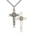 thumbnail image 2 of Heartland Store Men's Sterling Silver Saint Benedict Crucifix Pendant + 24 Inch Rhodium Plated Chain & Clasp, 2 of 2