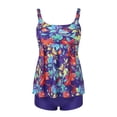 thumbnail image 1 of VEKDONE Two Piece Swimsuits for Women Plus Tankini Tummy Control Bathing Suit Ruffles Tankini Top with Bikini Bottoms Purple,XXXL, 1 of 5