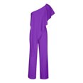 thumbnail image 4 of Besolor Women's 2024 Summer Casual Elegant Jumpsuits Ruffle a Shoulder Long Pants Wide Leg Rompers for Work Party, 4 of 6