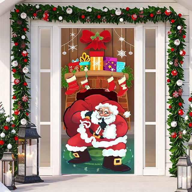 Hbdhejl Christmas Door Decoration Door Cover Hanging Cloth Holiday Party Layout Scene Background Cloth
