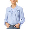 thumbnail image 1 of INSPIRE CHIC Women's Button Down Long Sleeve Cuff Ruffle Detail Blouse Shirt Tops, 1 of 4