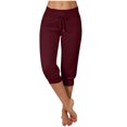 thumbnail image 1 of Liquidation d'Économies d'Été! RQYYD Pantalons Capri pour Femmes Été Décontractés Capris Raccourcis Pantalon de Yoga Jogger à Cordon avec Poches Bas Resserré Pantalons de Survêtement Liquidation, 1 of 6