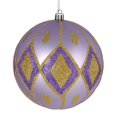 thumbnail image 1 of Vickerman N188186D 4.75 in. Lavender Matte Ball Ornament with Glitter Diamond Pattern  4 per Pack, 1 of 3