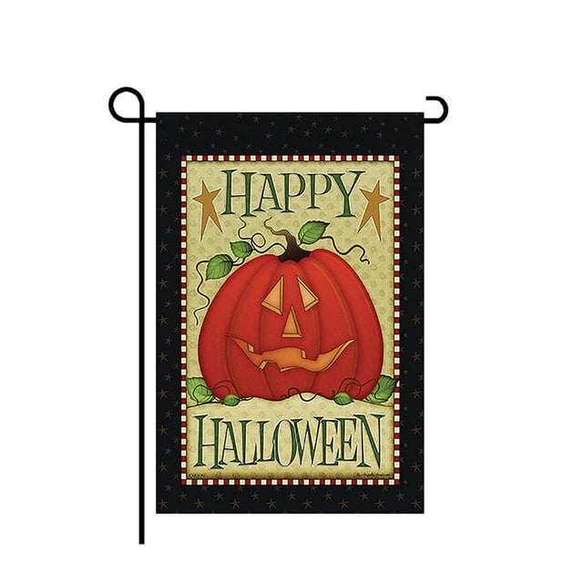 Halloween Home Pumpkin Garden Banner Linen Double-Sided Pattern Banner