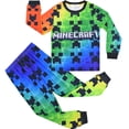 thumbnail image 2 of Minecraft Pyjama pour Garçons 2 Pcs à Manches Longues Create Explore Survive Ensemble de PJs, 2 of 7
