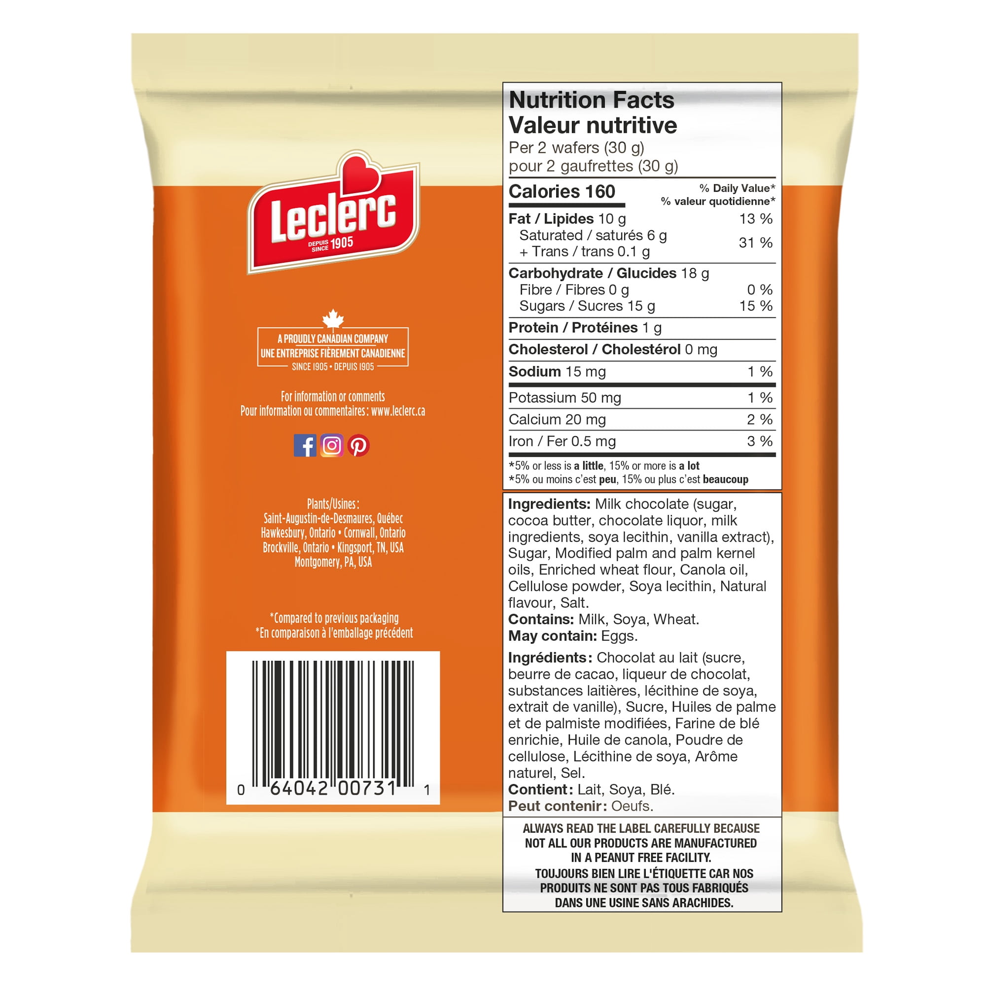 Gauf.Vanille Enrobe de chocolat au lait Celebration Leclerc 240g