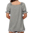thumbnail image 2 of Womens Short Sleeve Blouses Womens Casual Solid Color Square Neck Short Sleeve Tops Blouses Women Short Sleeve Tops Women Short Sleeve Blouse Short Sleeve Tops for Women, 2 of 8