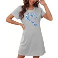 thumbnail image 4 of Chemise de Nuit pour Femmes Ensemble de Pyjama Liquidation Chemise de Nuit Courte Surdimensionnée pour Femmes Mode Imprimé Poitrine Manches Courtes Nuisette Gris G, 4 of 7