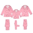 thumbnail image 3 of 2025 Satin Silk Button Down Holiday Matching Family Pajamas Pj's Sets Solid Pajamas for Family of 4 Two Piece Family Matching Sleepwear Loungewear Long Sleeve Silk Nightwear for, 3 of 4