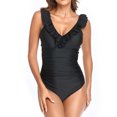 thumbnail image 2 of EGNMCR Womens Swimsuits Women Solid Color Printed Swimsuit One-piece Ruffled European And American Jumpsuit Swimsuit, 2 of 9