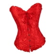 thumbnail image 4 of Esquirla Robe Corset Florale pour Femmes Débardeur Vintage Spirale Acier à Lacets Rouge, 4 of 8