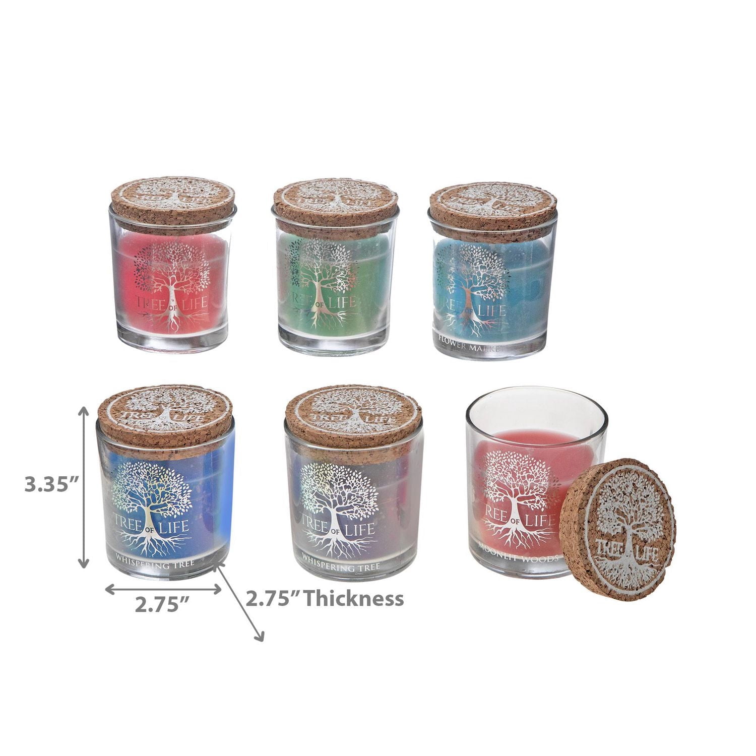 Arbre De Vie Bougie Parfumée En Verre Votif Avec Couvercle De Liège - Ensemble De 6