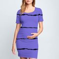thumbnail image 1 of Ovzne Robes d'Été pour Femmes Robe pour Femme Jupe de Maternité Plissée Imprimée à la Mode pour Femme à Manches Courtes à Col Rond Robe Mi-Mollet Robe Maxi Grande Taille à Manches Courtes Imprimée Liquidation, 1 of 6