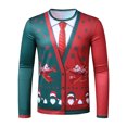 thumbnail image 1 of Innerwin T-Shirt de Noël à Manches Longues pour Hommes, Col Rond, Mode Basique Avion 2TG, 1 of 3