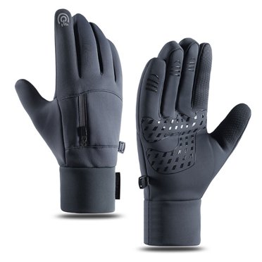 Maytalsory 1 Pair Women Men Cycling Gloves Outdoor Waterproof Thermal Touch Screen Mitten Nonslip Mitt Pocket Hand Warmer Gray M