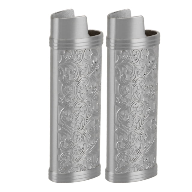 2 Pcs Metal Lighter Case Cover Holder With Vintage Floral Stamped, Zinc Alloy Shell Lighter Sleeve, Vintage Style Lighter Case Cover For Lighter , Camping