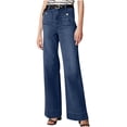 thumbnail image 2 of Weiqiqre Jeans for Womens Fall Fashion 2024 Mid Waisted Ripped Stretch Button Straight Full Length Pants On Sale, 2 of 8