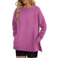 thumbnail image 2 of Timegard Chandails pour Femmes Col Rond Fendu sur le Côté Chandail Ample Automne Hiver Manches Longues, 2 of 7