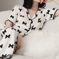 thumbnail image 4 of Weiqiqre Ensemble de Pyjama pour Femmes Ensemble de Pyjama Classique en Satin Pyjama Soyeux Manches Longues Boutonné devant, 4 of 8