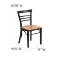 thumbnail image 2 of HERCULES Series Black Three-Slat Ladder Back Metal Restaurant Chair - Natural Wood Seat, 2 of 9