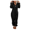 thumbnail image 2 of Combinaisons à Jambes Larges pour Femmes à Manches Longues à Capuche Combinaison Pyjama Décontractée d'Hiver Chaude Combinaison de Nuit Combinaison à Jambes Larges en Liquidation, 2 of 5