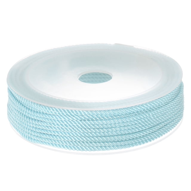 Unique Bargains Twisted Nylon Twine Thread Beading Cord 2mm 13M/43 Feet Extra Strong Braided Nylon String, Light Blue