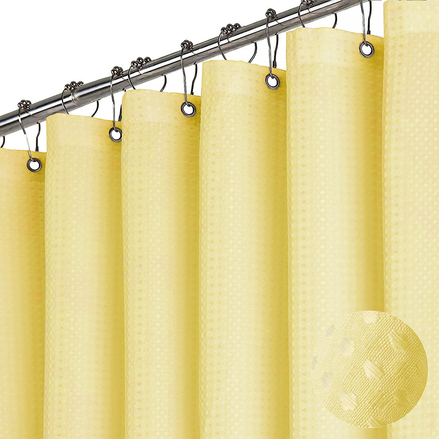 suxuMhao Waffle Pattern Waterproof Shower Curtain,71×71in 1pc Shower Curtain Liner for Bathroom,Shower Liners with 12 Plastic Hooks as a Gift,Stylish Shower Curtains for Bathroom Decor​,Yellow
