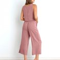 thumbnail image 3 of Mgmyaa Womens Summer 2 Piece Outfits Linen Crop Tank Tops Lounge Matching Sets & Long Track Pants Tracksuits, 3 of 8