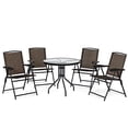 thumbnail image 3 of Costway 5PCS Outdoor Bistro Set Glass Table Patio Furniture W/ 4 Adjustable Chairs, 3 of 10