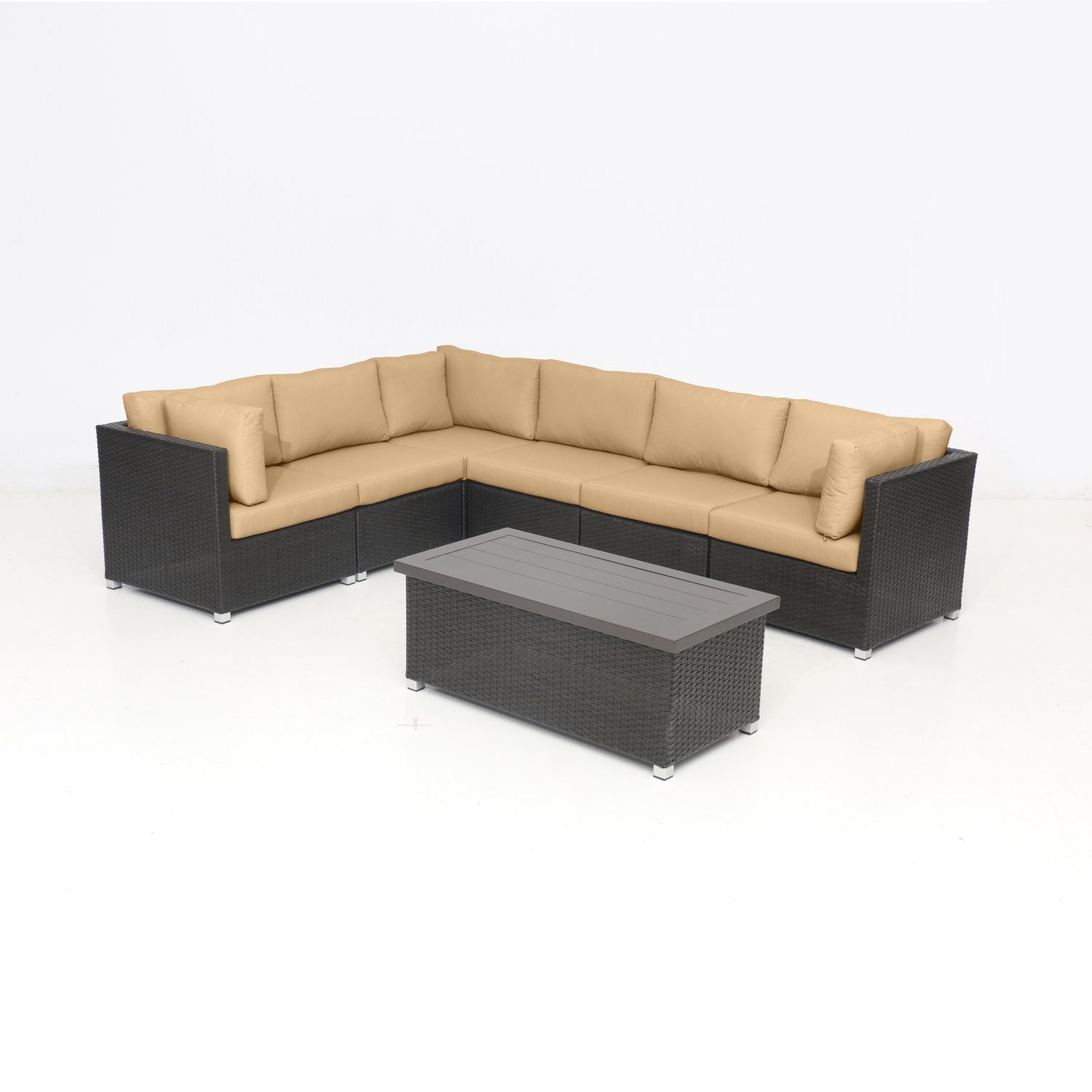 Innesbrook Collection Ensemble de conversation de patio en aluminium 7 pièces avec coussins beige