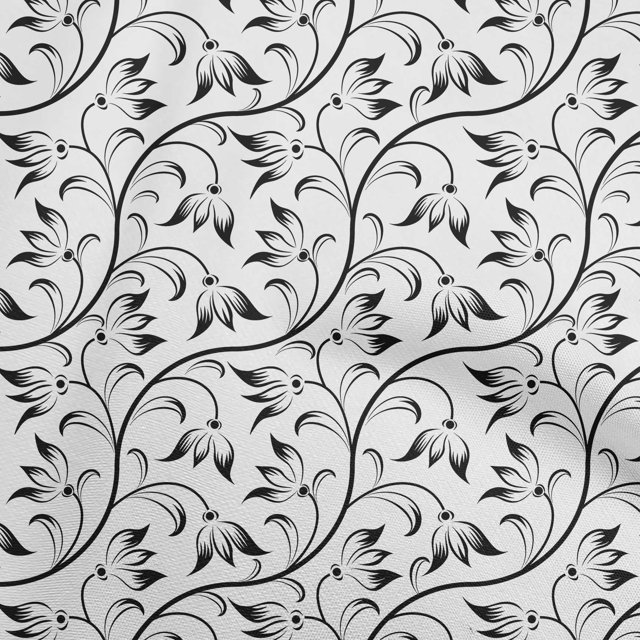 oneOone Viscose Chiffon White Fabric Asian Floral Block Sewing Craft Projects Fabric Prints By Yard 42 Inch Wide