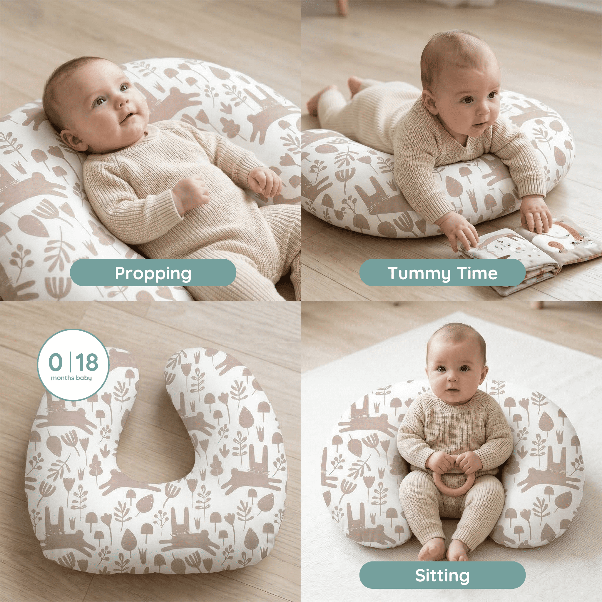Coussin d’allaitement Jolly Jumper Baby Sitter - Bunny | Entreprise fièrement canadienne | 100 % coton, hypoallergénique pour l’allaitement | Fabriqué au Canada avec des pièces canadiennes et importée