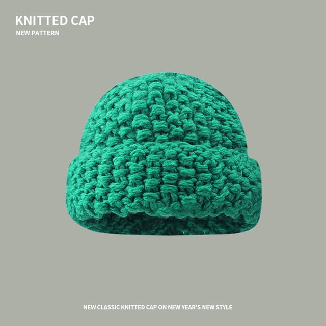 Women's Autumn Winter Solid Color Thickened Warm Ear Pineapple Pattern Knitted Hat