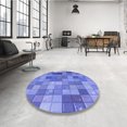 thumbnail image 4 of Ahgly Tapis d'Intérieur Lavable en Machine Carré Transitionnel Bleu Ciel, 4 Pieds Carré, 4 of 7