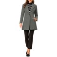 thumbnail image 2 of INSPIRE CHIC Manteau Long Classique pour Femme à Revers Cranté, Manches Longues, G Gris Foncé, 2 of 7