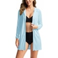 thumbnail image 3 of Fall Savings! BiZtdJrK Womens Swim Cover Up Sun Protection Hoodie Lightweight Long Sleeve Zip up Sun Protective Suits Going Out Tops with Pockets Light Blue S, 3 of 10