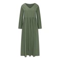thumbnail image 4 of Robe T-Shirt Mode Femme Printemps/été Col en V Manches 3/4 Robe en Coton et Lin Robes T-Shirt en Liquidation, 4 of 6