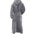 thumbnail image 3 of LUXUR Men Dressing Gown Hooded Wrap Robe Long Sleeve Bath Robes Plain Nightwear Solid Color Towelling Gray M, 3 of 7