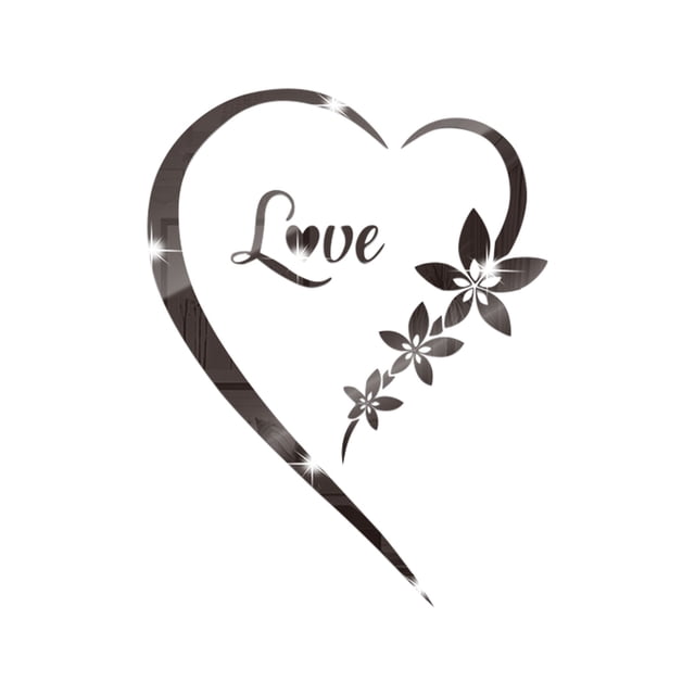 VogueV Heart-Shaped Acrylic Mirror Wall Sticker - Bedroom Vanity Decor C