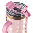 thumbnail image 3 of Thyme & Table 32oz Tumbler with Handle, Dual Straw Lid, Stainless Steel Double Wall Insulated, Pink & Gold Dot, 3 of 9