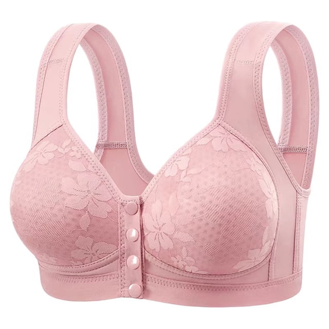VEKDONE Woman's Lace Fashion Thin Style Ventilate Front Buckle Bra Without Steel Rim Red 44/100BC