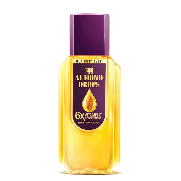 Bajaj Almond Drops Hair Oil | 6X Vitamin E Nourishment | Non-Sticky Hair Oil For Hair Fall Control | 285ml