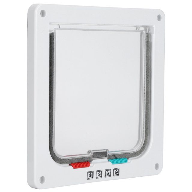 Porte à Clapet pour Chat, Étanche Transparente Résistante aux Intempéries Durable 4 Modes de Commutation Porte à Clapet pour Animal pour Intérieur et Extérieur pour la Maison Blanc,Brun