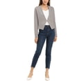thumbnail image 2 of INSPIRE CHIC Blazer de Travail de Bureau pour Femme Sans Col Veste de Complet d'Affaires Décontractée Blazer Court TP Gris, 2 of 8