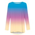 thumbnail image 4 of Annhoo Hauts Grande Taille pour Femmes Automne Manches Longues Col Rond Chemises Habillées Amples Confortables Tuniques Couleur Dégradée, 4 of 5