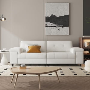 85in Modern Chenille Sofa Couch 3-Seat Deep Seating Sofa with Adjustable Wide Armrests Button Tufted Plush Backrest Easy Assembly Sofa for Living Room Bedroom Apartment