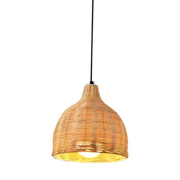 Weave Rattan Pendant Light Fixture Hanging Ceiling Lamps Office Restaurant Decor 26x26cm
