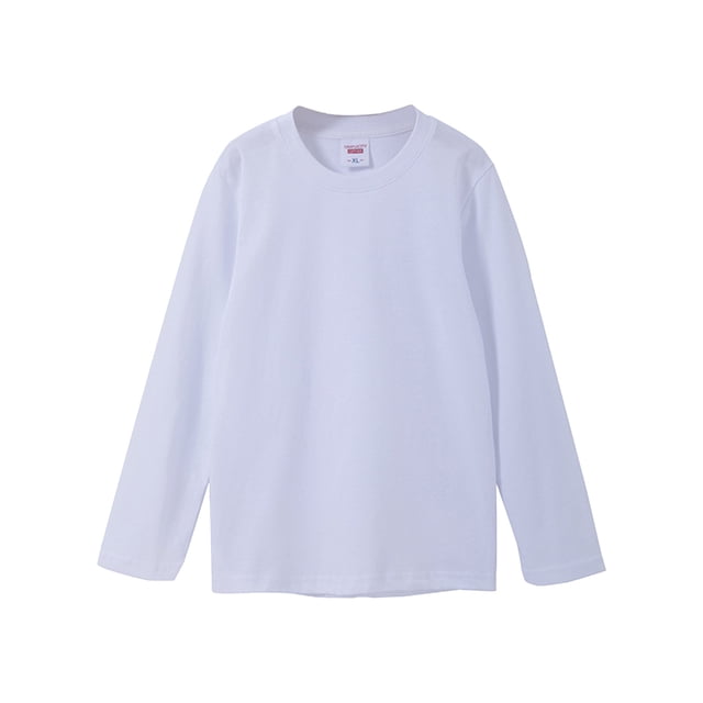MIASHUI T-Shirt à Manches Longues Col Rond pour Filles Décontracté Couleur Unie Basique, Blanc, 6-7 Ans